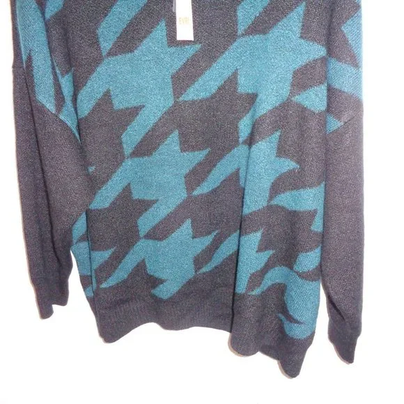 NEW EVRI Sweater Size 3X Black & Teal Crewneck Women's Plus - Picture 4 of 9
